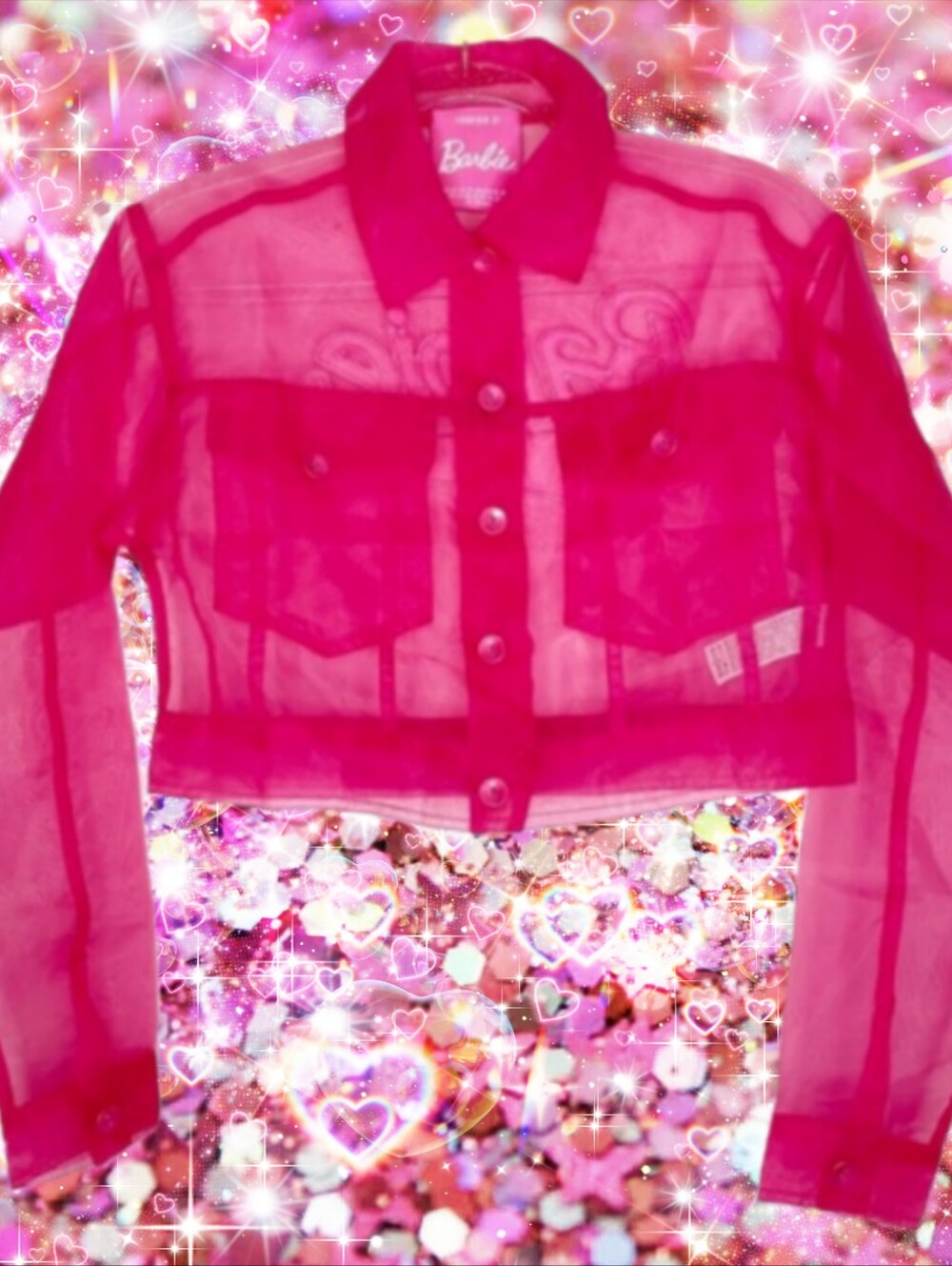 ๐โจ๏ธ Barbie ร Forever 21 Sheer Organza Bomber Jacket, Size M - Picture 2 of 11